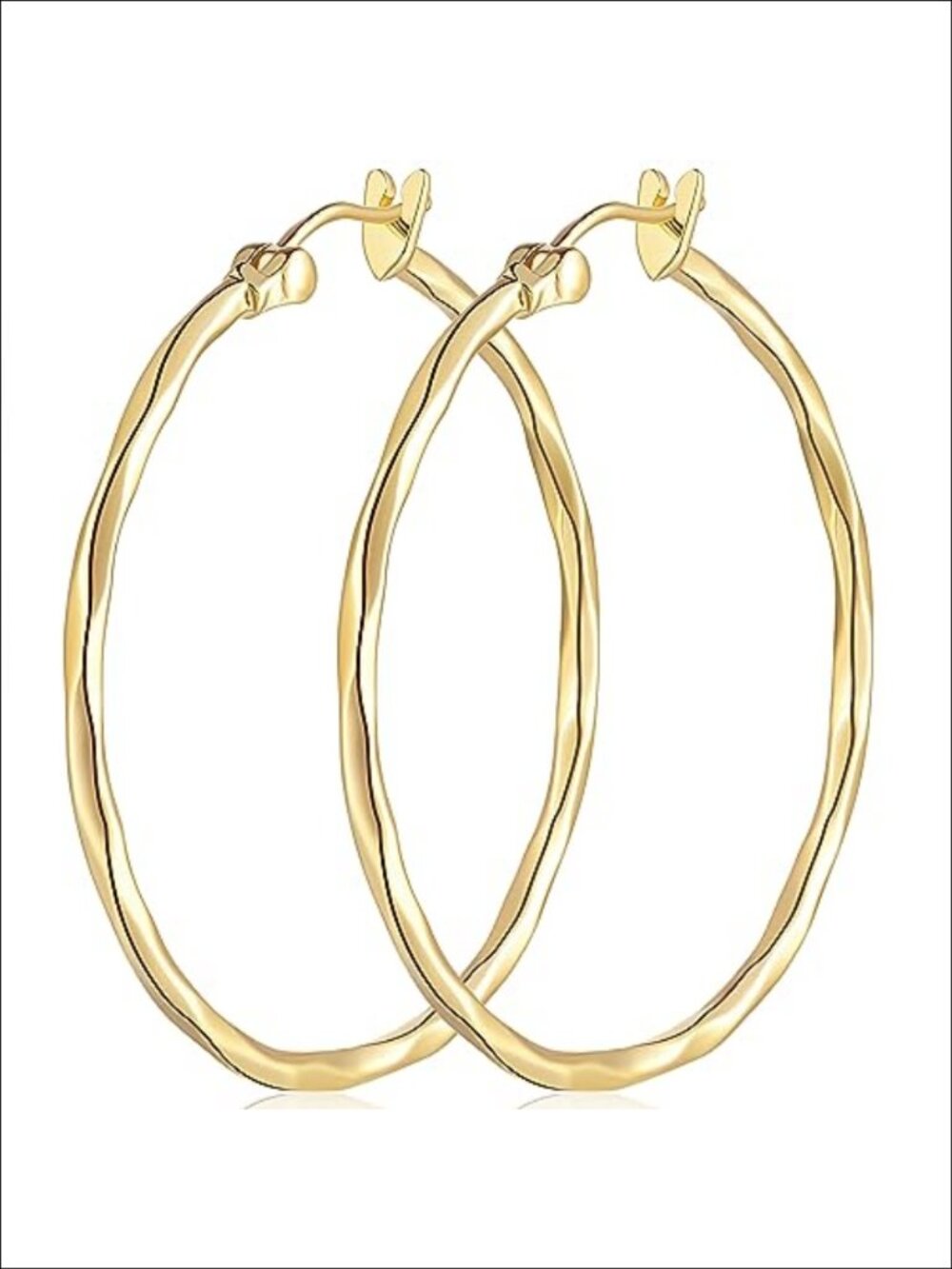 14K Gold Plated Hoop Earrings 40mm Thin Lightweight Women's Jewelry